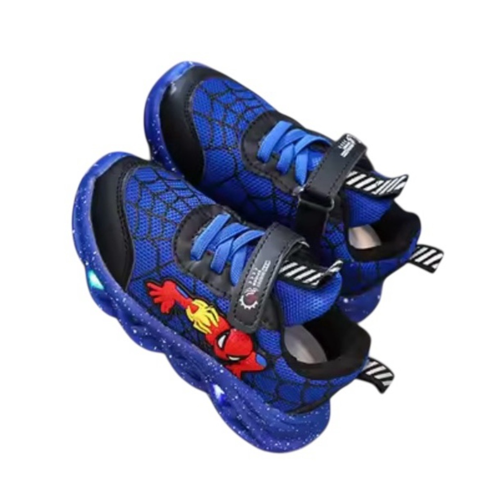 Boys Spiderman Mesh LED Light Up, Breathable Sport Shoes, Disney